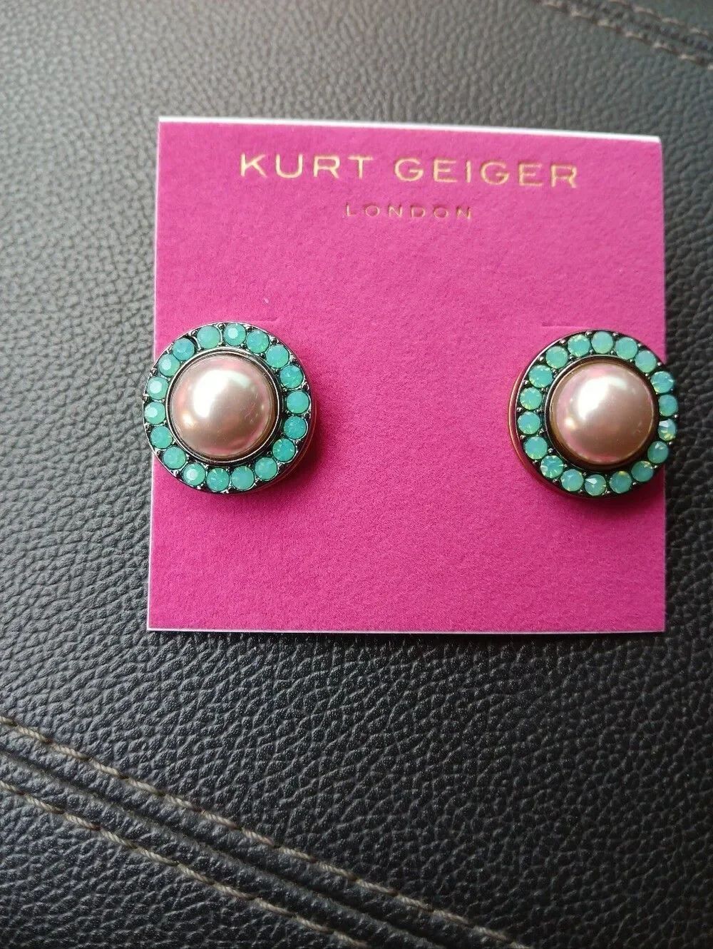 Kurt Geiger Turquoise Pearl Halo Stud Earrings